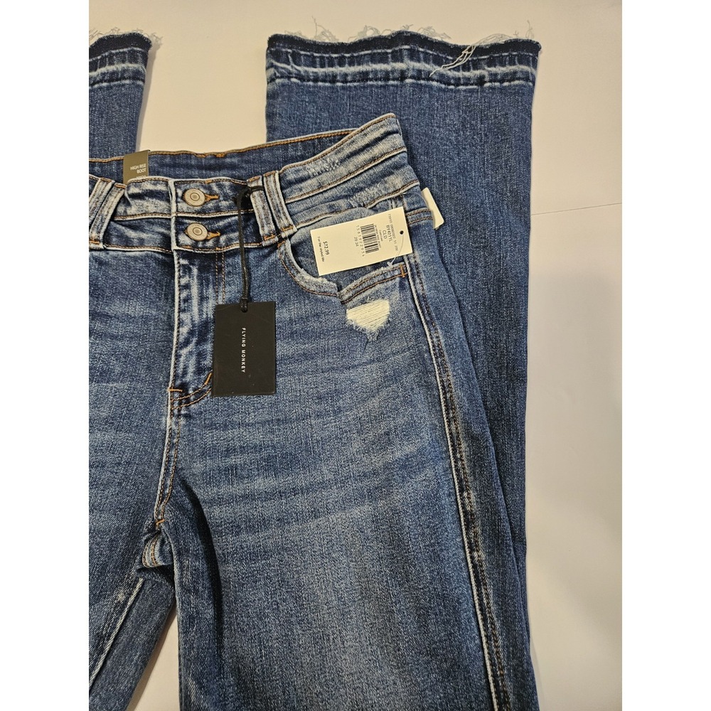 NEW Flying Monkey High-Rise Distressed Bootcut/Flare Frayed Jeans Size 29×34 - Picture 5 of 5
